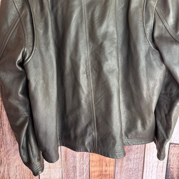 Eddie Bauer Jacket Leather Brown XL Classic Men's Moto Classic Timeless Lined - Picture 6 of 9